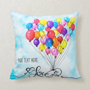 BALLOON LIEBE Personalisierter Text   Herz   Rainb Kissen