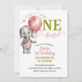 Balloon Little Miss Onederful Girl 1. Geburtstag Einladung (Vorderseite)