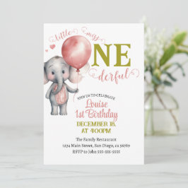 Balloon Little Miss Onederful Girl 1. Geburtstag Einladung