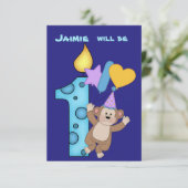 Balloon Monkey 1. Geburtstagsfeier Party Einladung (Stehend Vorderseite)