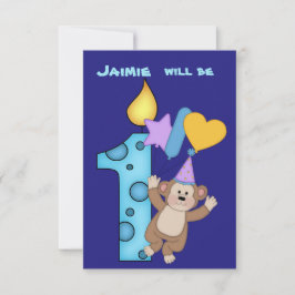 Balloon Monkey 1. Geburtstagsfeier Party Einladung