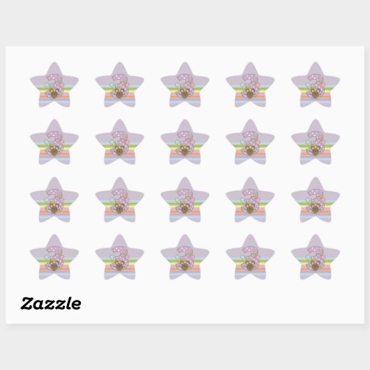 Balloon Mouse Lila 3. Geburtstag Star Stickers (Blatt)