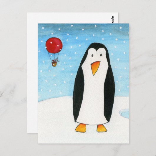 Balloon Mouse & Penguin #2 Postkarte (Vorne/Hinten)