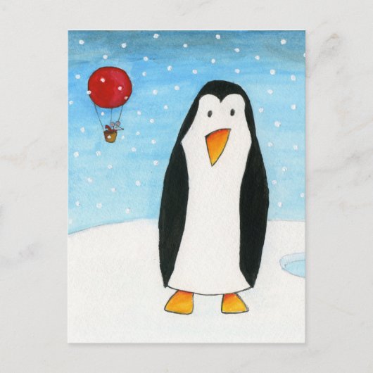 Balloon Mouse & Penguin #2 Postkarte (Vorderseite)