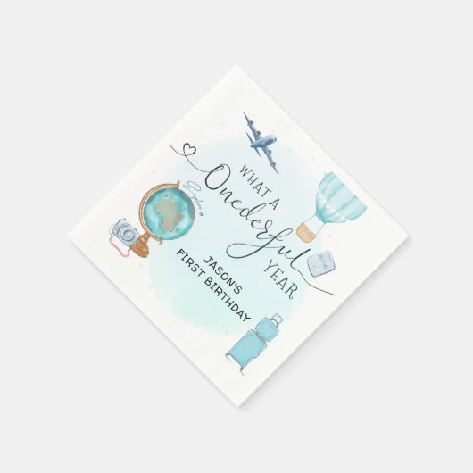 Balloon ONEderful Year 1st First Birthday Serviette (Ecke)