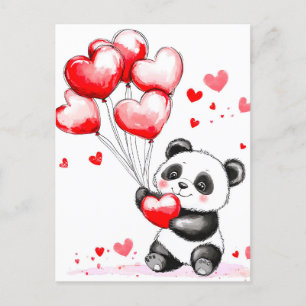 Balloon Panda Liebe in der Luft Ankündigungspostkarte