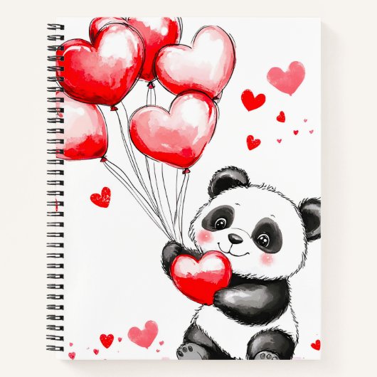 Balloon Panda Liebe in der Luft Notizblock (Vorderseite)