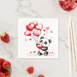 Balloon Panda Liebe in der Luft Serviette