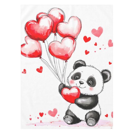 Balloon Panda Liebe in der Luft Tischdecke (Vorderseite)