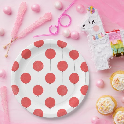 Balloon Paper Plate - Red Pappteller (Party)