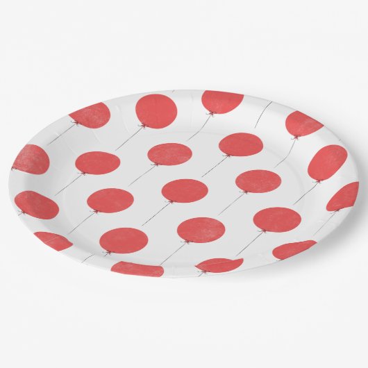 Balloon Paper Plate - Red Pappteller (Schrägansicht)