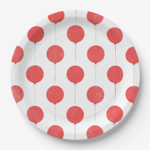 Balloon Paper Plate - Red Pappteller
