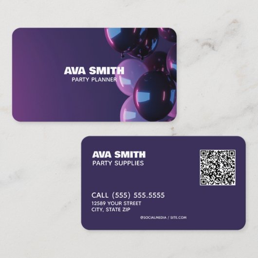 🎈 🎁 Balloon Party Custom QR Visitenkarte (Vorne/Hinten)