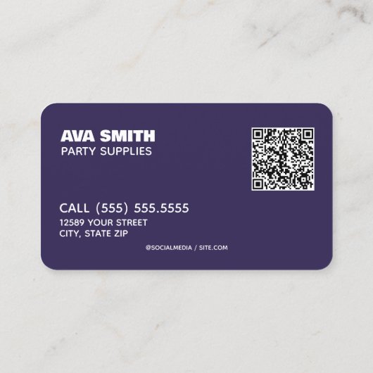 🎈 🎁 Balloon Party Custom QR Visitenkarte (Rückseite)