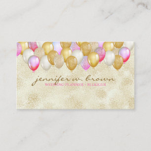 Balloon-Party-Planer Gold Pink Visitenkarte