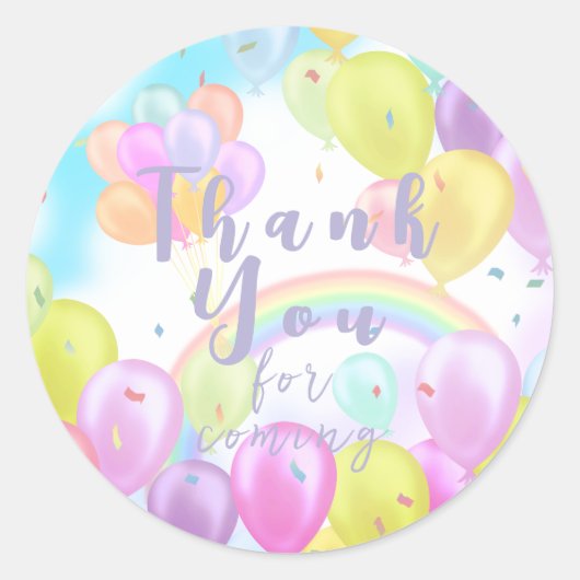 Balloon Pastel Birthday Paper Tellers Runder Aufkleber (Vorderseite)