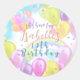 Balloon Pastel Birthday Paper Tellers Runder Aufkleber