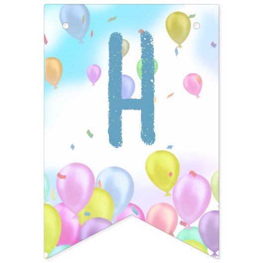 Balloon Pastel Birthday Wimpelkette (Zweite Fahne)
