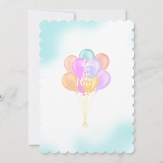 Balloon Pastel Foto Birthday Einladung (Rückseite)