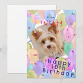 Balloon Pet Pastel Foto Feiertagskarte (Vorne/Hinten)