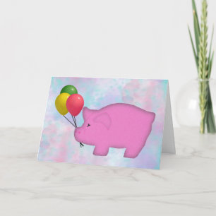 Balloon Pig Birthday Card Karte