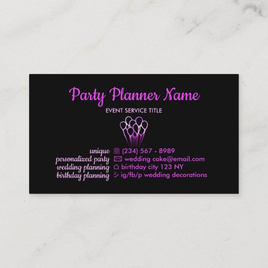 Balloon Pink Simple Lila Gradient Visitenkarte (Rückseite)