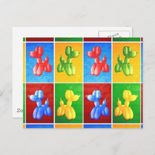 Balloon Poodle Postkarte (Vorne/Hinten)