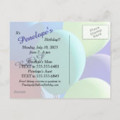 Balloon Rainbow Birthday Save the Date Ankündigungspostkarte (Rückseite)