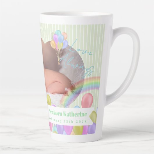 Balloon Rainbow Cloud Foto Green Latte Tasse (Rechts)