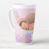 Balloon Rainbow Cloud Foto Pink Latte Tasse (Linke Ecke)