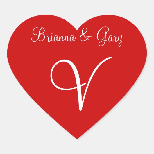 Balloon Red Your Monogram Wedding Herz-Aufkleber (Vorderseite)