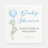 Balloon Soft Greenery Dusty Blue Boy Baby Shower Serviette (Vorderseite)