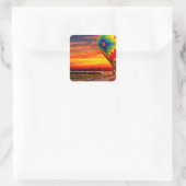 Balloon Sunset Quadratischer Aufkleber (Tasche)