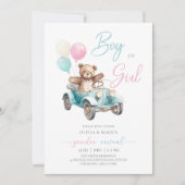 Balloon Teddy Bären Car Gender Reveal Einladung (Vorderseite)