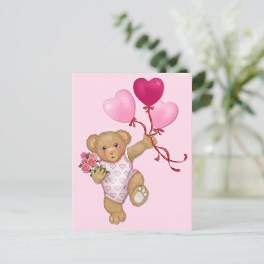Balloon Teddy Postkarte (Stehend Vorderseite)