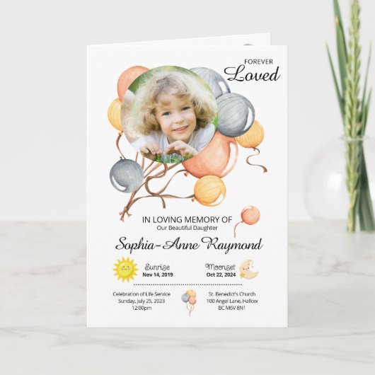 Balloon Theme Child's Funeral Program Programm (Vorderseite)