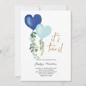 Balloon Twin Boy Baby Shower Einladung (Vorderseite)