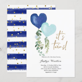 Balloon Twin Boy Baby Shower Einladung