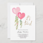 Balloon Twin Girl Baby Shower Einladung (Vorderseite)