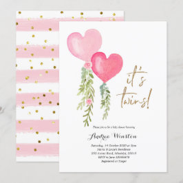 Balloon Twin Girl Baby Shower Einladung