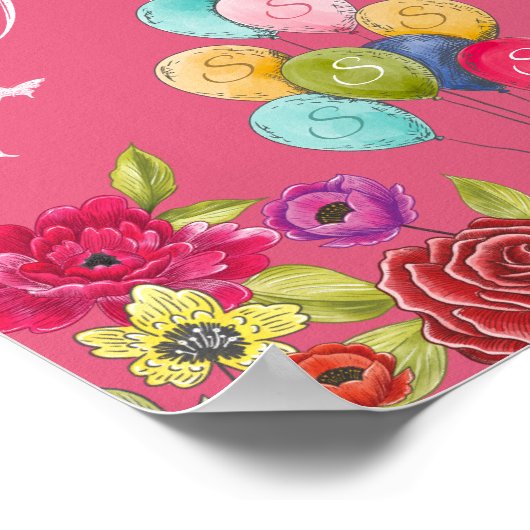 Balloon Twisted Alice im Wunderland Florals Poster (Ecke)
