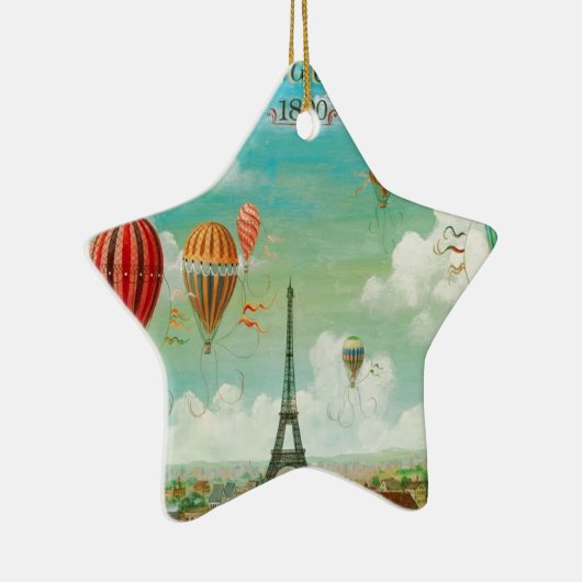 Balloon über Paris Keramik Ornament (Rechts)