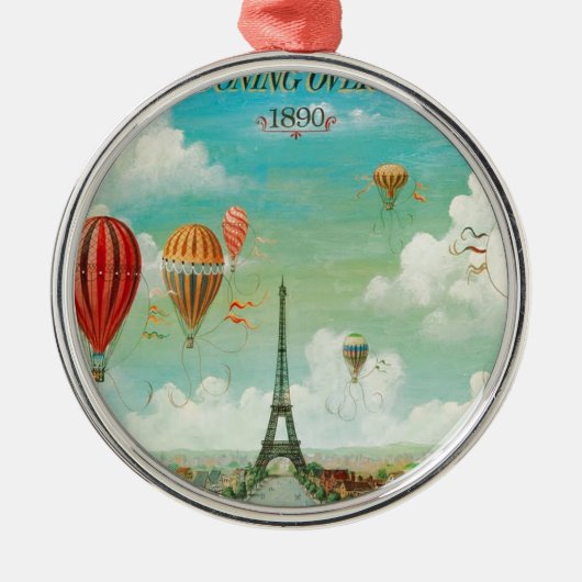 Balloon über Paris Ornament Aus Metall (Vorne)