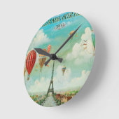 Balloon über Paris Runde Wanduhr (Winkel)