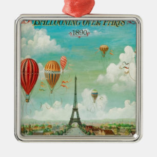 Balloon über Paris Silbernes Ornament