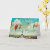 Balloon über Paris Vintage Reise Karte (Gelbe Blume)