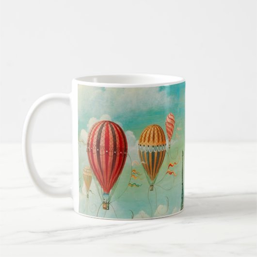 Balloon Über Paris Vintage Reisen Kunst Kaffeetasse (Links)