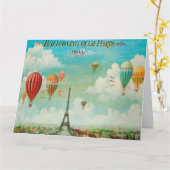 Balloon Über Paris Vintage Reisen Kunst Karte (Gelbe Blume)