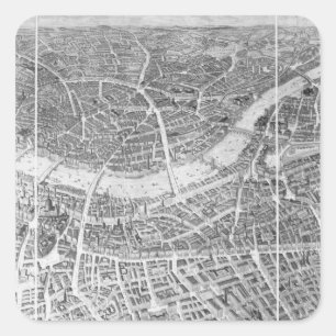 Balloon View of London, 1851 Quadratischer Aufkleber