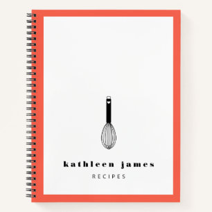 Balloon Whisk Deep Coral White Notebook Notizblock